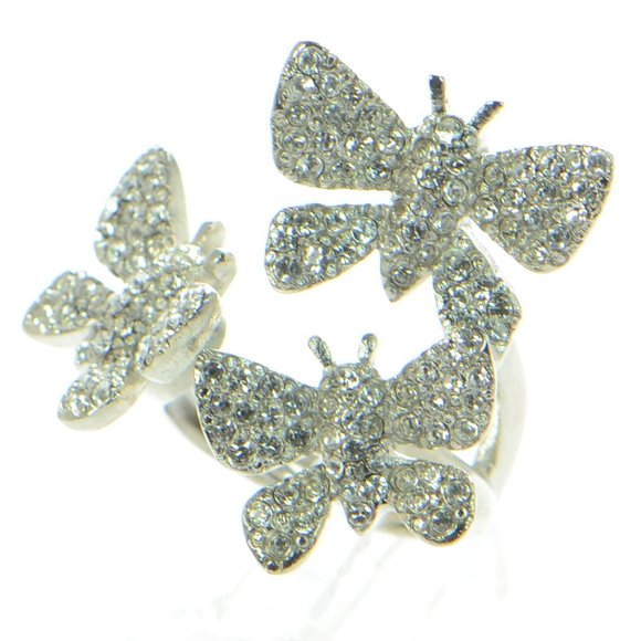 Oscar de la Renta Crystal Fluttering Butterfly Ring - Picture 2 of 8